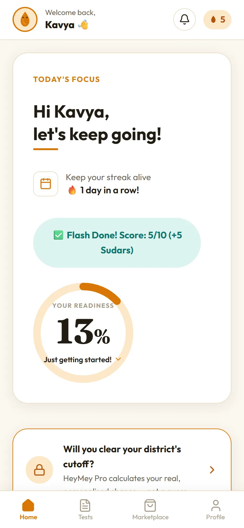 HeyMey app screen: Progress you can trust